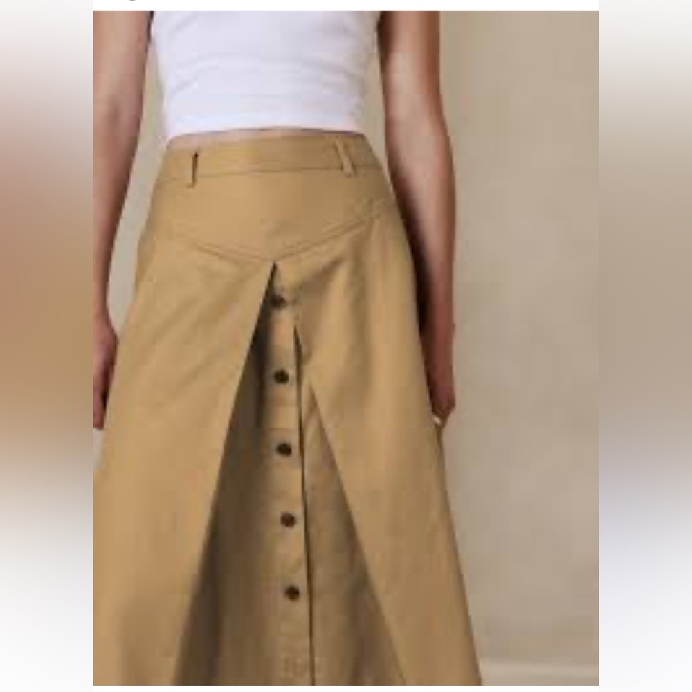 Banana Republic Tan Twill Midi A-Line Safari Cotton Skirt size 8